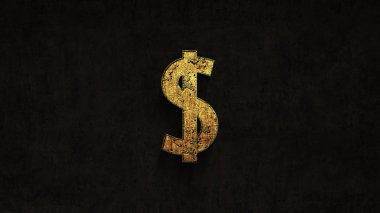 bir grunge arka plan üzerinde paslı dolar işareti