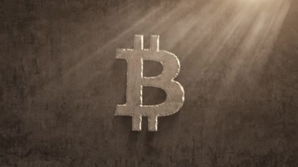 Rezavění průběhu času bitcoin na pozadí grunge — Stock video