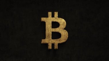 zaman bitcoin bir grunge arka planda üzerinde paslanma, 4 k timelapse bilgisayar oluşturulan grunge animasyon