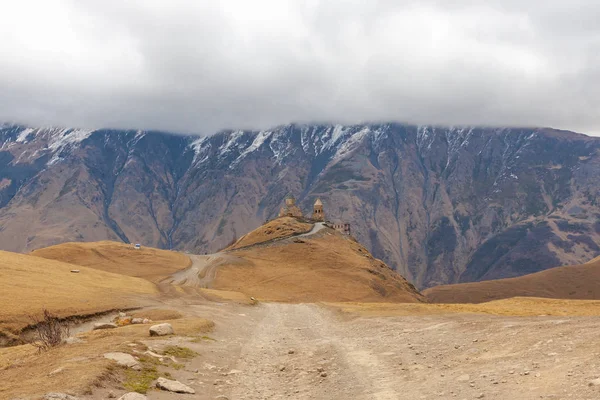 Holy Trinity Church near the village of Gergeti in Georgia