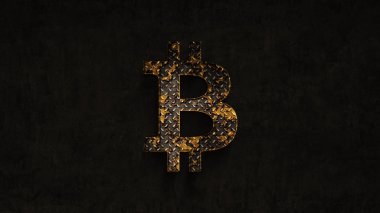 zaman bitcoin bir grunge arka planda üzerinde paslanma