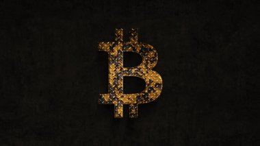 zaman bitcoin bir grunge arka planda üzerinde paslanma