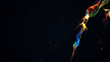 Parlayan yıldızlar, çizgilerden ve üçgenlerden gelen parlak izler.