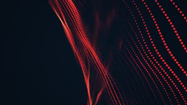 Абстрактний фон з червоних частинок, впорядкованих у хвилястих лініях — стокове відео