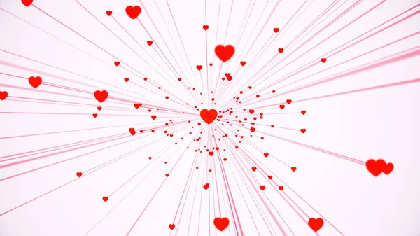 Valentine's Day greeting card illustration, connected hearts — Stock Photo, Image