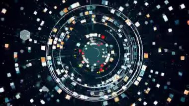 Birçok şekildeki tünel efektli soyut teknoloji arka planı