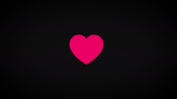 Valentim dia cumprimentando cartão de animação, coração com efeito de falha — Vídeo de Stock