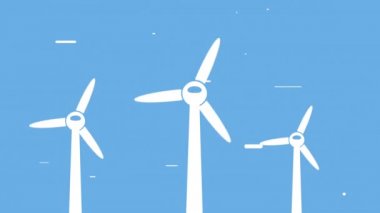 Three wind turbines animation