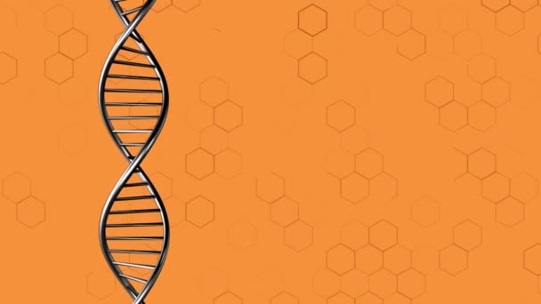 육각형 과 연결 된 화학적 배경을 가진 DNA 의 3D 애니메이션 — 비디오