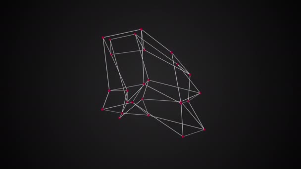 Deformed 3D wireframe object, slow motion 3D animation — Stock Video