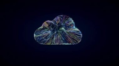 cloud technology symbol, 3D animation of cloud shape from colorful lines