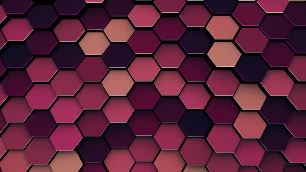 Animation 3D, surface géométrique hexagone abstraite colorée avec rétro-éclairage 