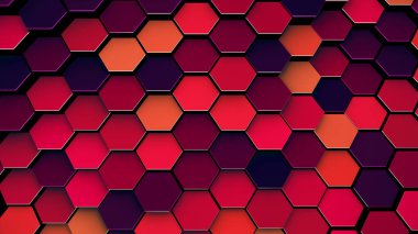 Renkli altıgenlerden üç boyutlu mozaik illüstrasyon, soyut duvar kağıdı