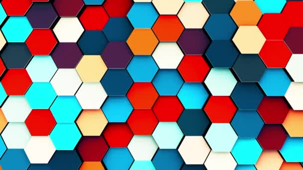 Abstract colorful hexagon geometric surface light — Stock Video