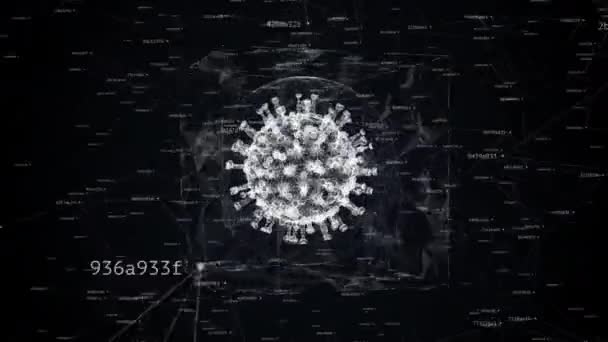 3D-animering av wireframe av roterande coronavirus — Stockvideo