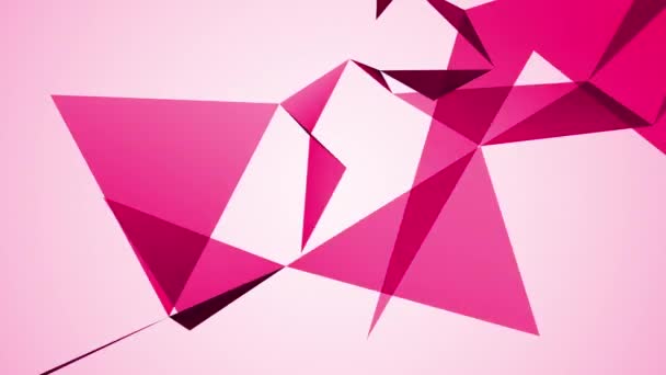 Abstracción triangular, triangulación geométrica rosa con posición ruidosa — Vídeo de stock