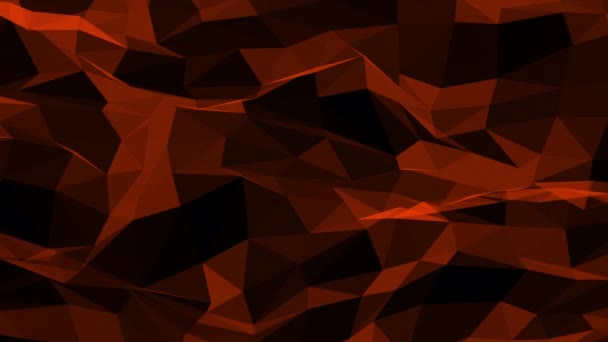 Abstracción triangular, triangulación geométrica roja superficie ondulada — Vídeo de stock