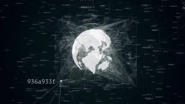 globe terrestre avec beaucoup de connexions tournant en cube avec bruit géométrique 