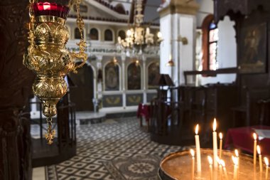 Yunanistan 'daki Ortodoks Kilisesi. Olimpik Dağ yakınlarındaki Palaios Panteleimonas. 