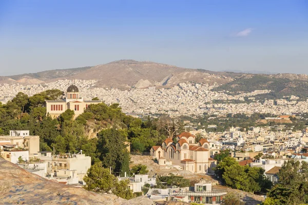 从Areopagus俯瞰雅典 雅典的著名地方 希腊的首都 古代纪念碑 图库图片