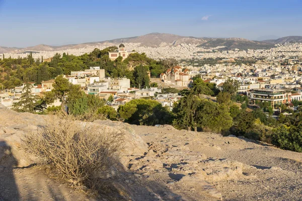 从Areopagus俯瞰雅典 雅典的著名地方 希腊的首都 古代纪念碑 图库照片