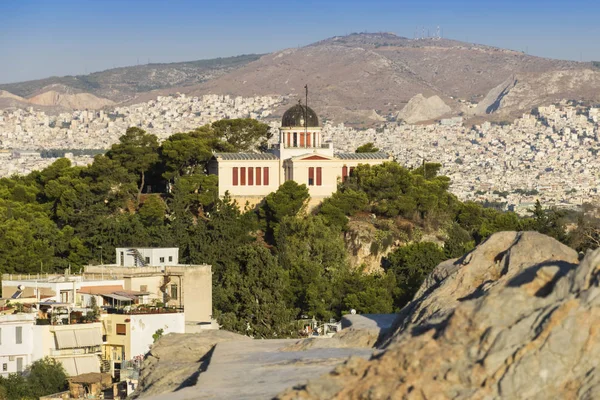 Vista Atenas Desde Areópago Lugares Famosos Atenas Capital Grecia Monumentos —  Fotos de Stock