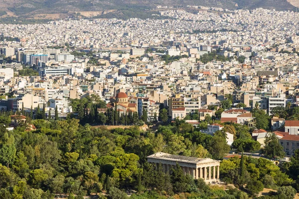 Vista Atenas Desde Acrópolis Lugares Famosos Atenas Capital Grecia Monumentos —  Fotos de Stock