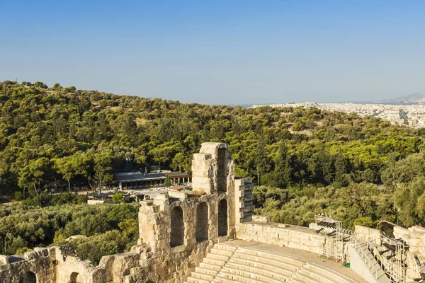 雅典卫城的风景希腊首都雅典的名城 古代纪念碑 免版税图库照片