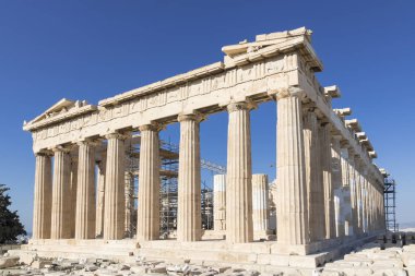 Akropolis manzarası. Atina 'da ünlü bir yer, Yunanistan' ın başkenti. Antik anıtlar.