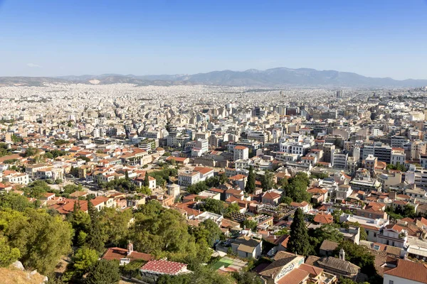 从雅典卫城俯瞰雅典 雅典的著名地方 希腊的首都 古代纪念碑 图库照片
