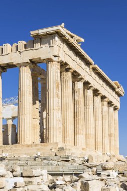 Akropolis manzarası. Atina 'da ünlü bir yer, Yunanistan' ın başkenti. Antik anıtlar.
