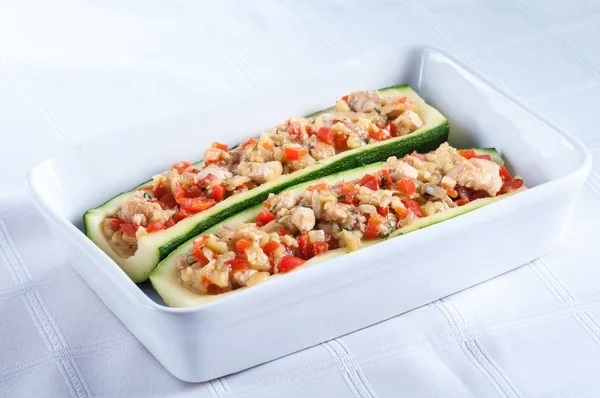 Stuffed zucchini in a casserole dish — Stock Photo, Image
