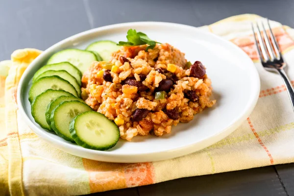 Chilli con carne with rice — Stock Photo, Image