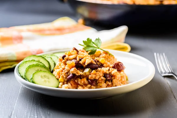 Chilli con carne with rice — Stock Photo, Image