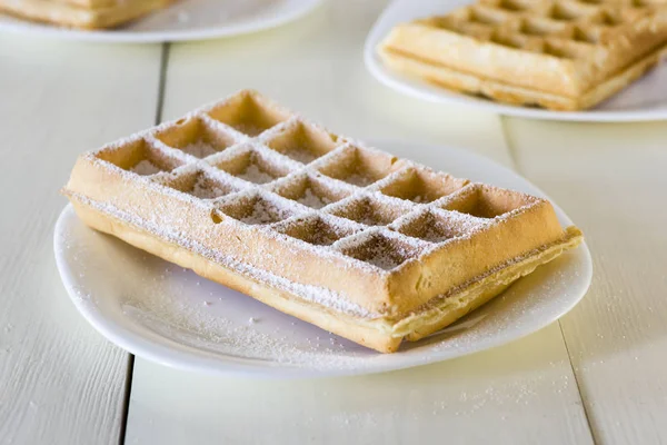 Waffles on a white plate — Stock Photo, Image