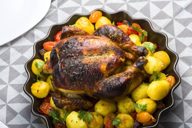 Patatesli kızarmış tavuk.