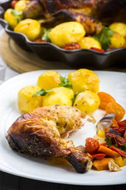 Patatesli kızarmış tavuk.