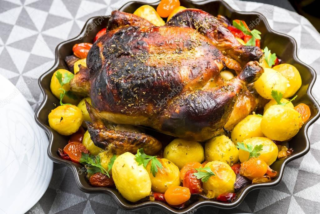 roast chicken with potatoes