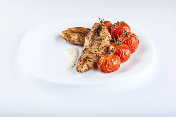 Grilled Chicken Breast Tomatoes — Stock Photo, Image