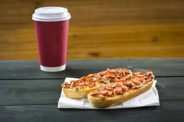 Mini pizza and casseroles — Stock Photo, Image