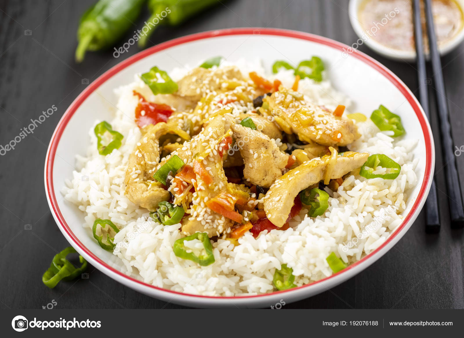 Rice with chicken and vegetables — Stock Photo © rlat28 #192076188