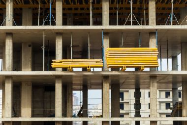 scaffolding and formwork in installation building site. clipart