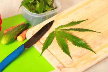 Taze kenevir salata hazırlık için bırakır. Tıbbi esrar