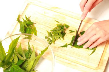 Taze kenevir Dilimleme salata yaprakları