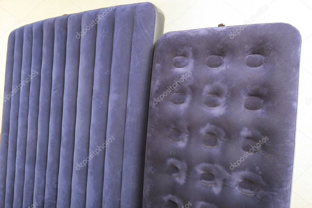 Blue inflatable mattress for sleeping and resting