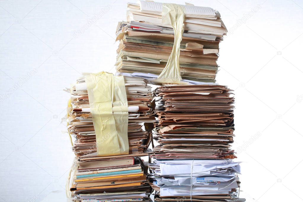 A pack of old office papers for recycling of waste paper