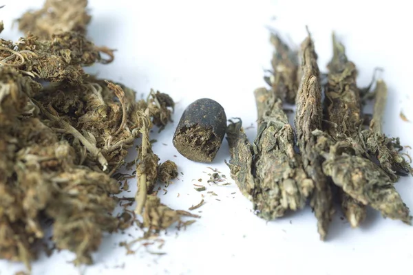 Haxixe Seco Cânhamo Cannabis — Fotografia de Stock