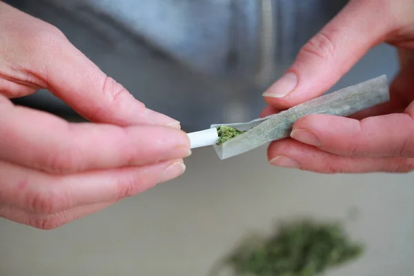 Rolou um cigarro com cannabis — Fotografia de Stock