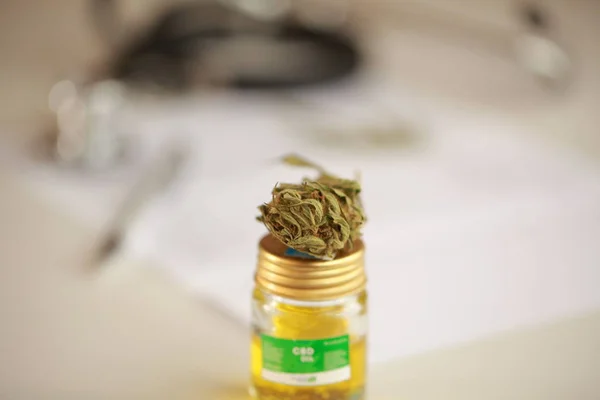 Cannabis Olio Cbd Stetoscopio Ricetta — Foto Stock