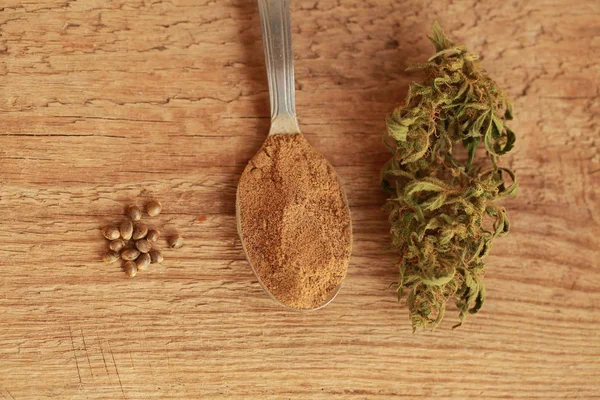 Cannabis cbd farinha de sementes de cânhamo — Fotografia de Stock